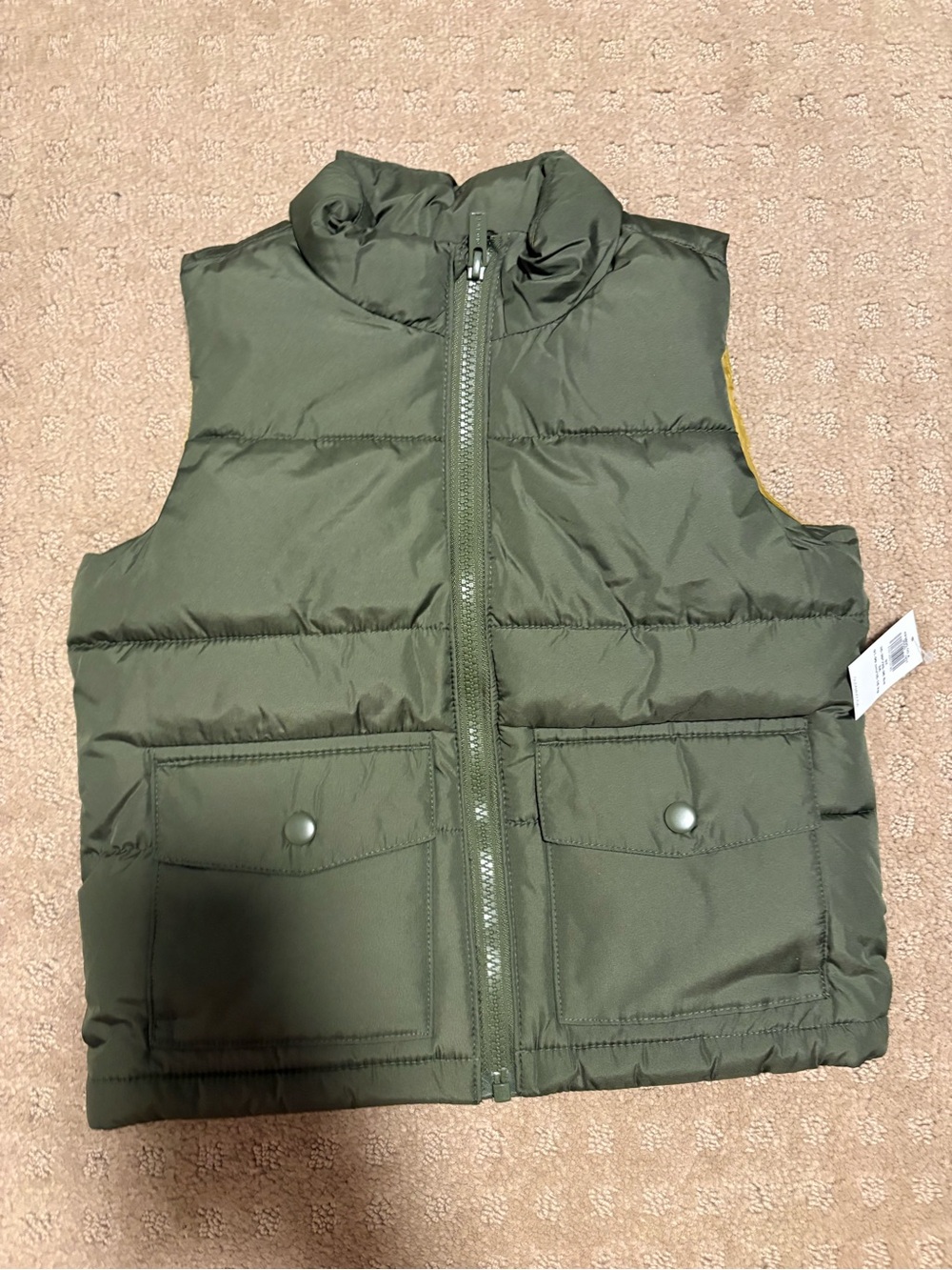 Kids Olive Green Puffer Vest